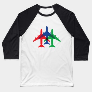 Three Colorful Airplanes Design Baseball T-Shirt